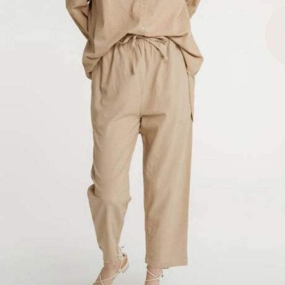 Laude The Label Pants - Laude The Label Tan Cropped Harem Drawstring Pants Organic Cotton Sz XS NWT